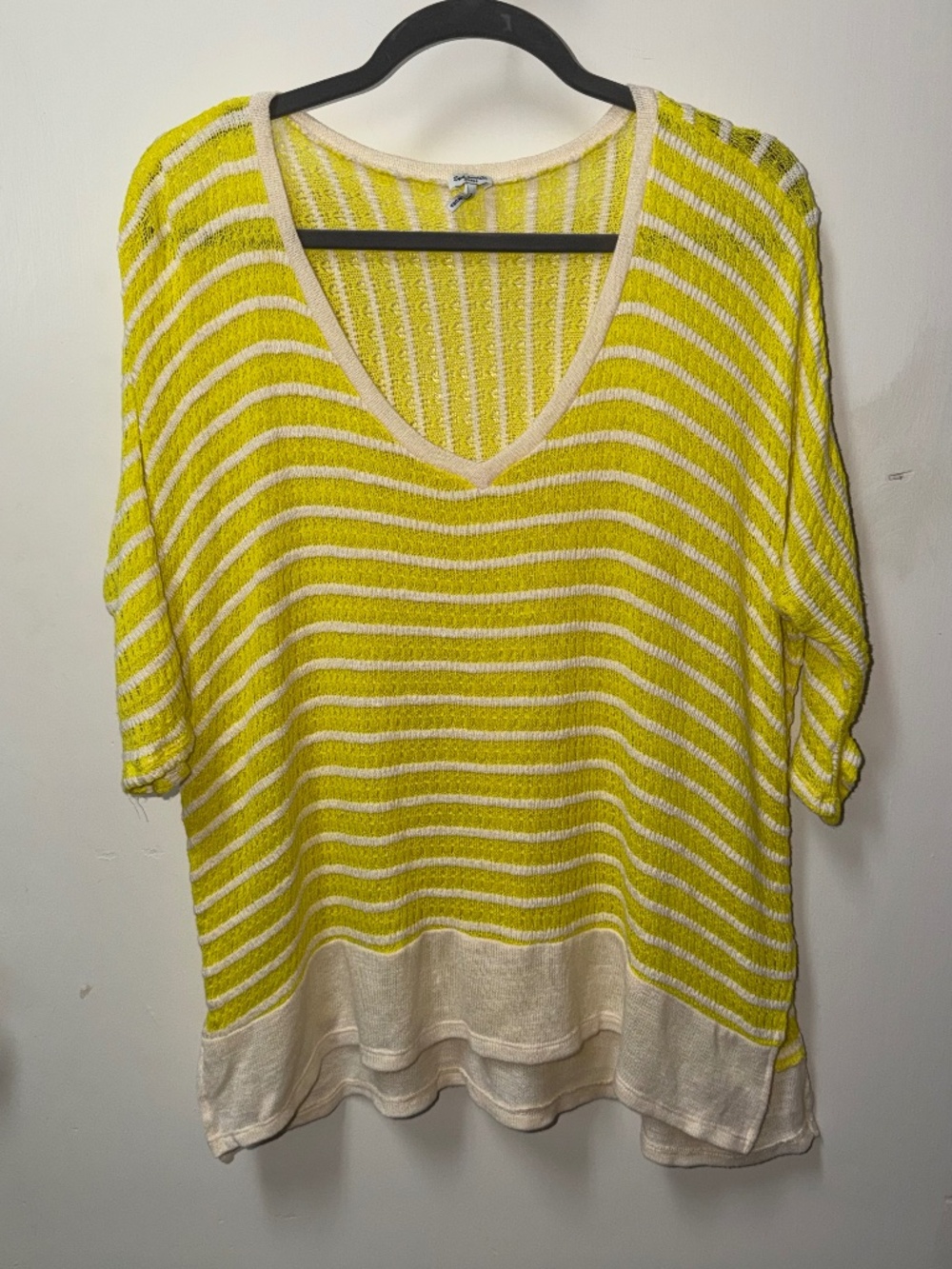 Splendid yellow and white striped knit top